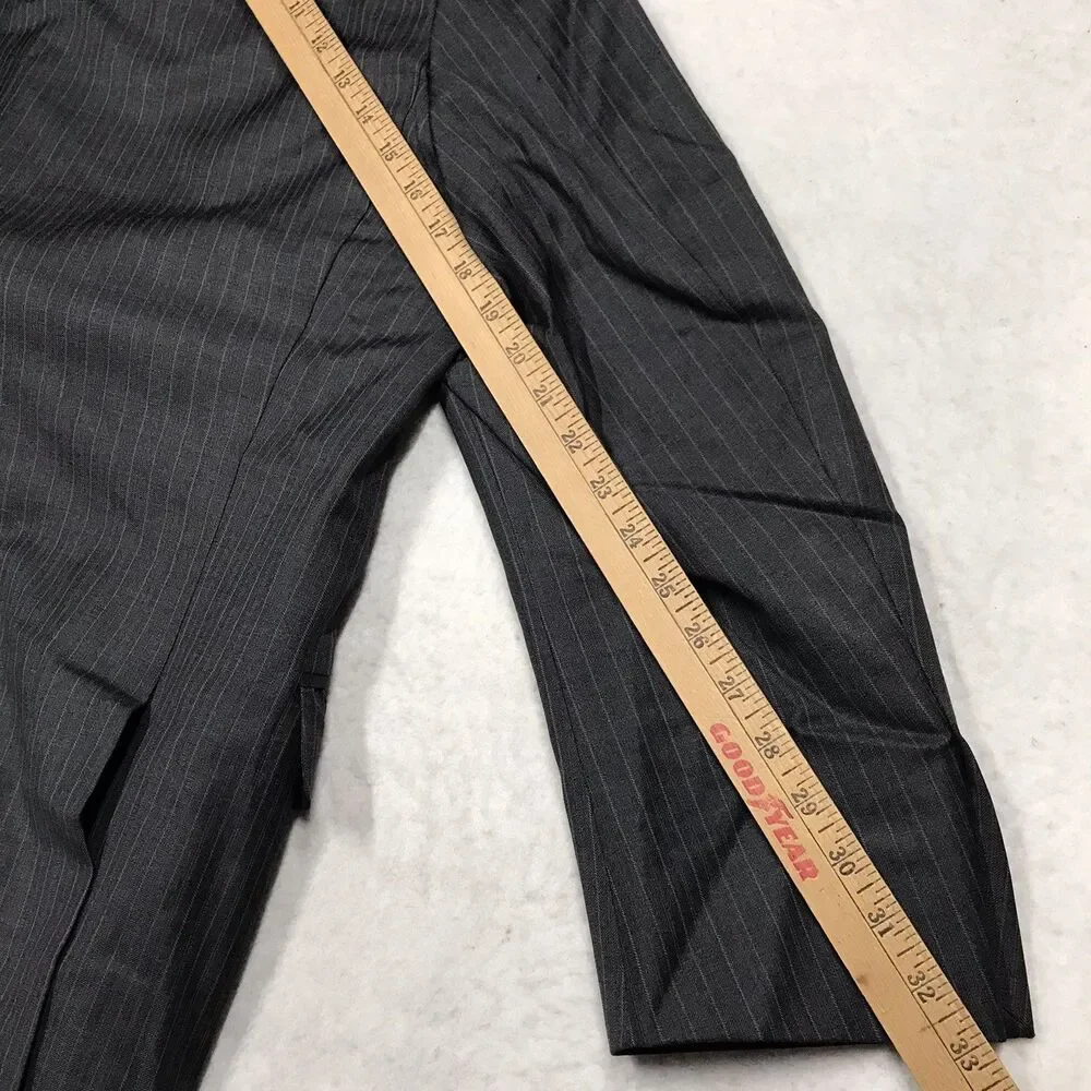 PETER MILLAR Suit Jacket Men 44R Black Pinstripe Wool 2 Button Double Vent USA